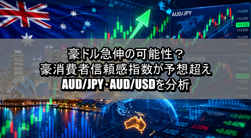 豪ドル急伸の可能性？豪消費者信頼感指数が予想超えAUD/JPY・AUD/USDを分析